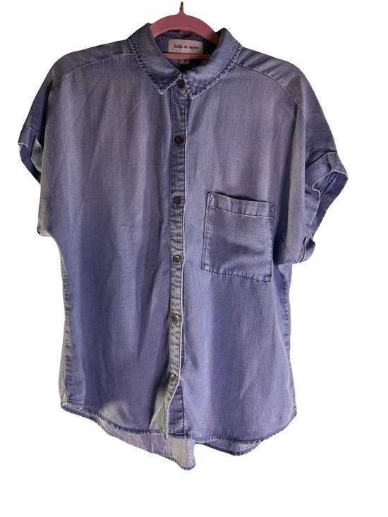 cloth & stone Tops - Cloth & Stone Soft 100% Tencel Blue Short Sleeve Button Down Shirt Small